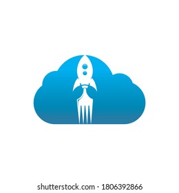 Rocket food with cloud icon logo design illustration. Fast food delivery logo template.