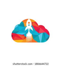 Rocket food with cloud icon logo design illustration. Fast food delivery logo template.