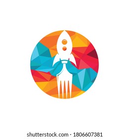 Rocket food logo design illustration. Fast food delivery logo template.