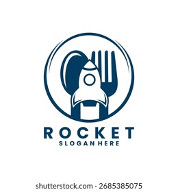 Rocket food logo design vector. Rocket with a spoon and fork logo design template