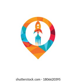 Rocket food with pin pointer icon logo design illustration. Fast food delivery logo template.