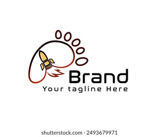 rocket foot step track journey logo design template