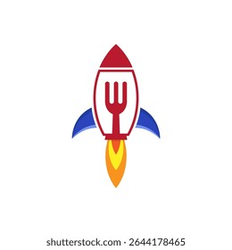 Rocket fork logo template design. Fast food delivery logo template. 