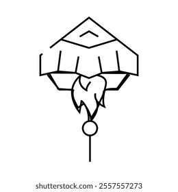 rocket form kite line icon vector. rocket form kite sign. isolated contour symbol black illustration