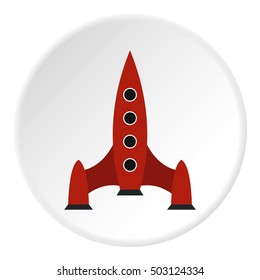 Rocket with four portholes icon. Flat illustration of rocket with four portholes vector icon for web
