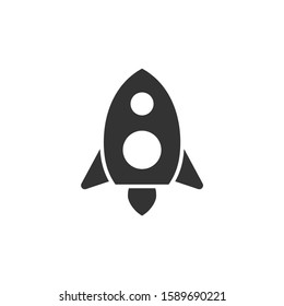 Rocket front view vector glyph style icon. Marking of public transport stops.