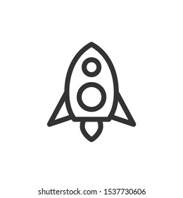 Rocket front view vector outline style icon. Marking of public transport stops.