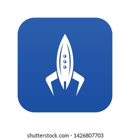 Rocket future icon blue vector isolated on white background