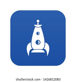Rocket futuristic icon blue vector isolated on white background