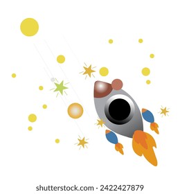 rocket and galaxy element illustration 