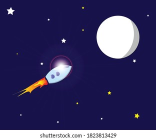 Un cohete en galaxia va a la luna