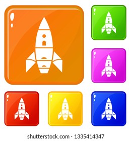 Rocket galaxy icons set collection vector 6 color isolated on white background
