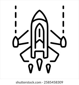 Rocket game icon in linear style 