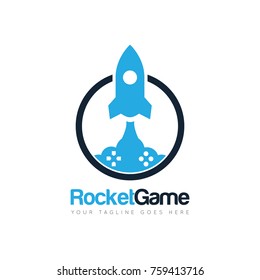 rocket game logo design template