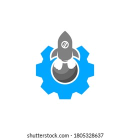 Rocket with gear logo concept vector, Creative design template, Symbol