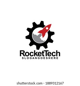 Rocket and Gear Logo Template, Design Vector, Emblem, Design Concept, Creative Technology, Icon