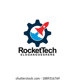 Rocket and Gear Logo Template, Design Vector, Emblem, Design Concept, Creative Technology, Icon