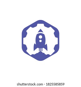 Rocket Gear vector logo design template.