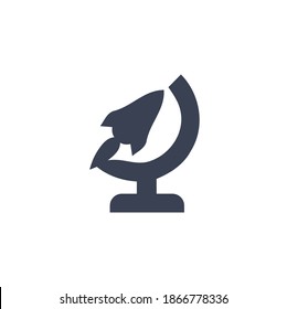 Rocket Globe minimalist Logo Design. Blue Rocket for Company Logo