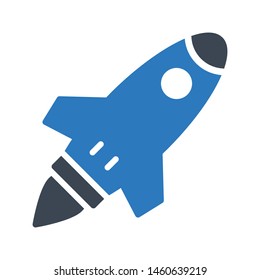 rocket glyph colour vector icon