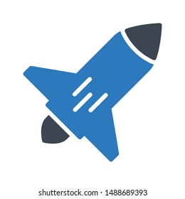 rocket glyph colour vector icon
