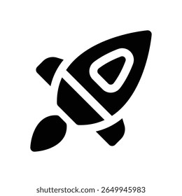 rocket glyph icon. Strong and solid vector icon for websites, mobile interfaces, presentations, and visual branding. High quality and easy to edit.