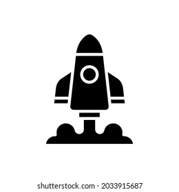 Icono de glifo de cohetes. El vector rellena la ilustración negra.