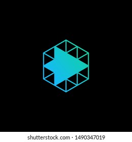 Rocket GO logo, Arrow symbol concept. Hexagon Rocket Logo Template Design. Spaceship startup abstract business logo idea. Corporate identity logotype, company graphic design template - vector