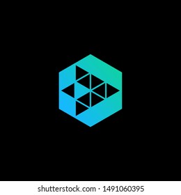 Rocket GO logo, Arrow symbol concept. Hexagon Rocket Logo Template Design. Spaceship startup abstract business logo idea. Corporate identity logotype, company graphic design template - vector