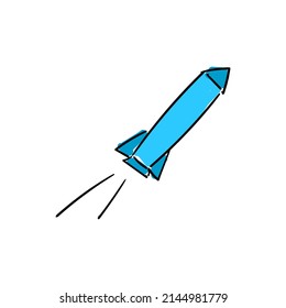the rocket goes up fast, hand drawn