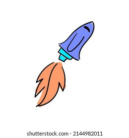 the rocket goes up fast, hand drawn