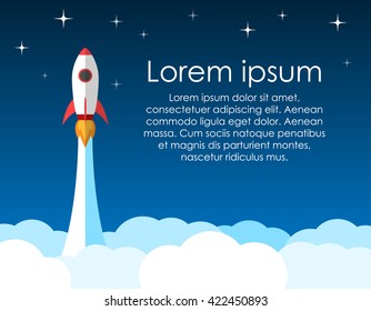 Rocket going into deep space. Document template.