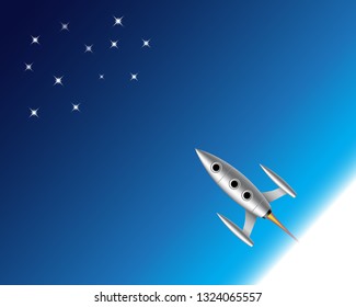 The rocket is going into space. Vector illustration.