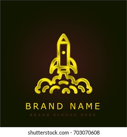 Rocket golden metallic logo