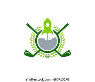 Rocket Golf Icon Logo Design Element