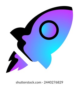 Rocket gradient icon. Rocket launch. Modern startup symbol. Vector illustration.