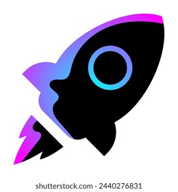 Rocket gradient icon. Rocket launch. Modern startup symbol. Vector illustration.