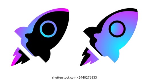 Rocket gradient icon. Rocket launch. Modern startup symbol. Vector illustration.
