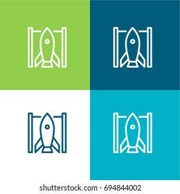 Rocket green and blue material color minimal icon or logo design