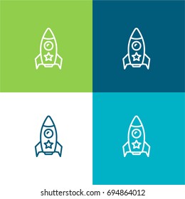 Rocket green and blue material color minimal icon or logo design