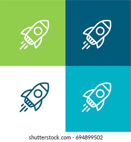 Rocket green and blue material color minimal icon or logo design