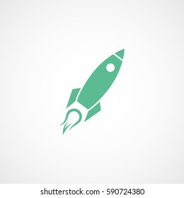 Rocket Green Flat Icon On White Background