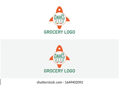 rocket Grocery and Delivery Logo Design Vector