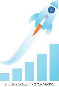 Raketenwachstumsdiagramm, Startup Acceleration und Rapid Business Expansion Concept, Börse, Investment Momentum Illustration, isolierter Vektorgrafik