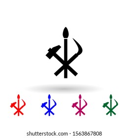 Rocket hammer spit multi color icon. Simple glyph, flat vector of communism capitalism icons for ui and ux, website or mobile application