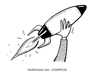 rocket hand drawn