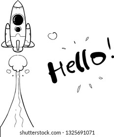 rocket hand drawn