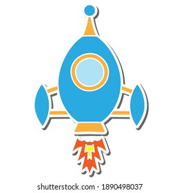 rocket hand drawn doodle stickers design vector illustration