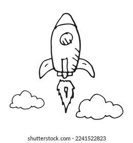 Rocket hand drawn icon design template