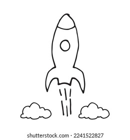 Rocket hand drawn icon design template